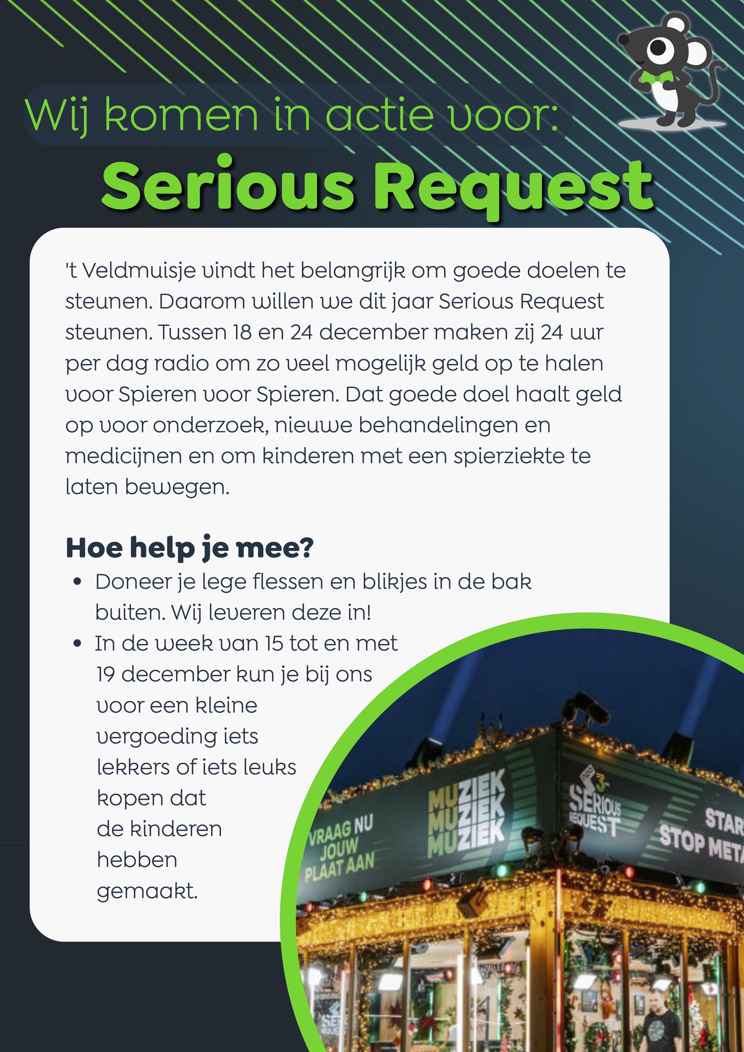 't Veldmuisje komt in actie voor: Serious Request